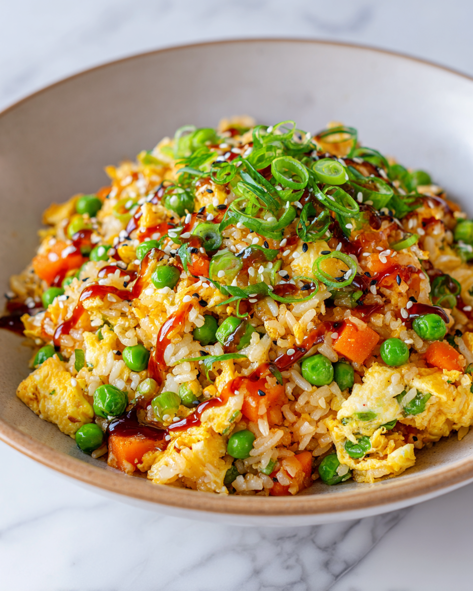 Arroz frito hibachi fácil y delicioso para reuniones familiares, plato japonés reconfortante.