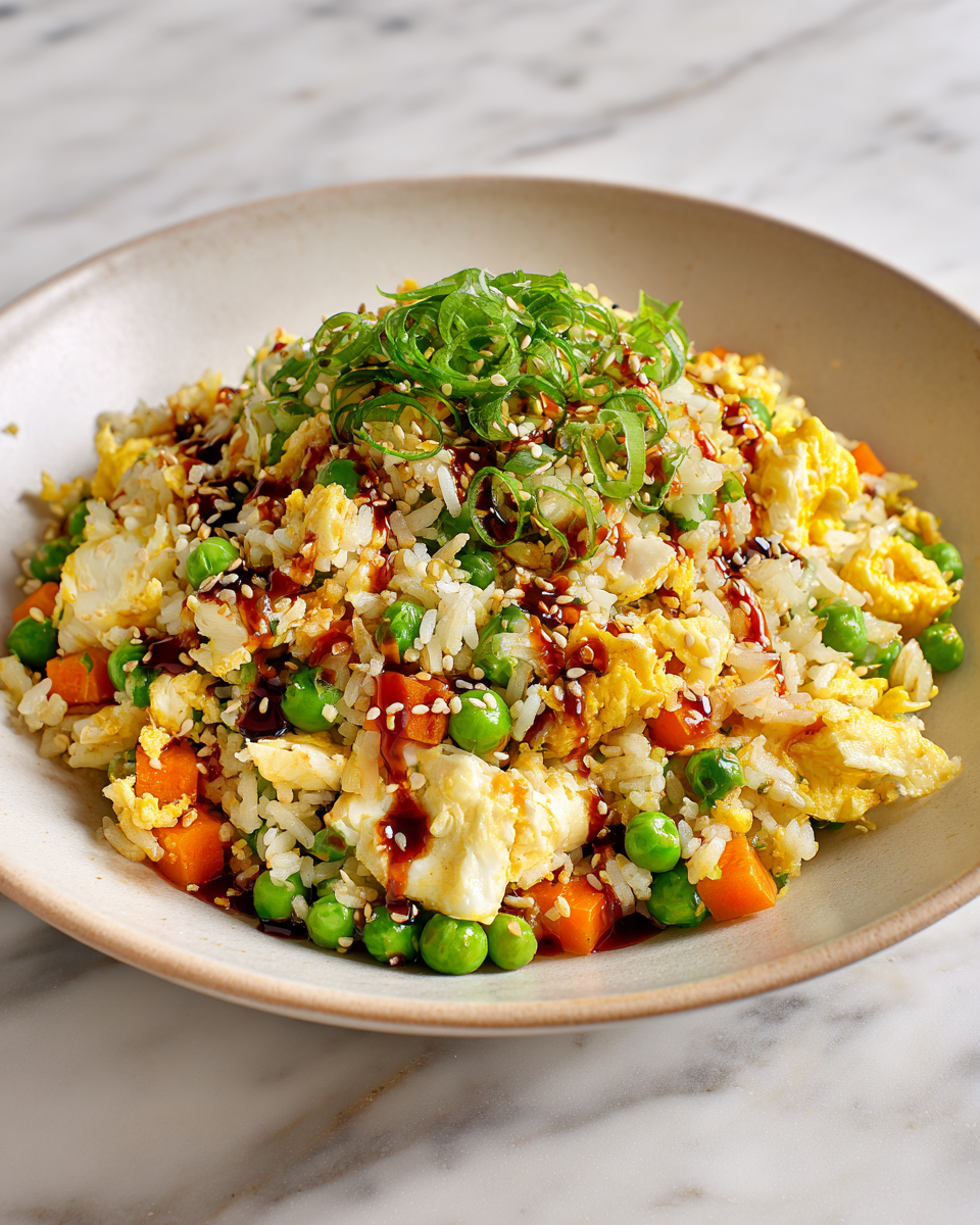 Arroz frito hibachi fácil y delicioso para reuniones familiares, plato japonés reconfortante.