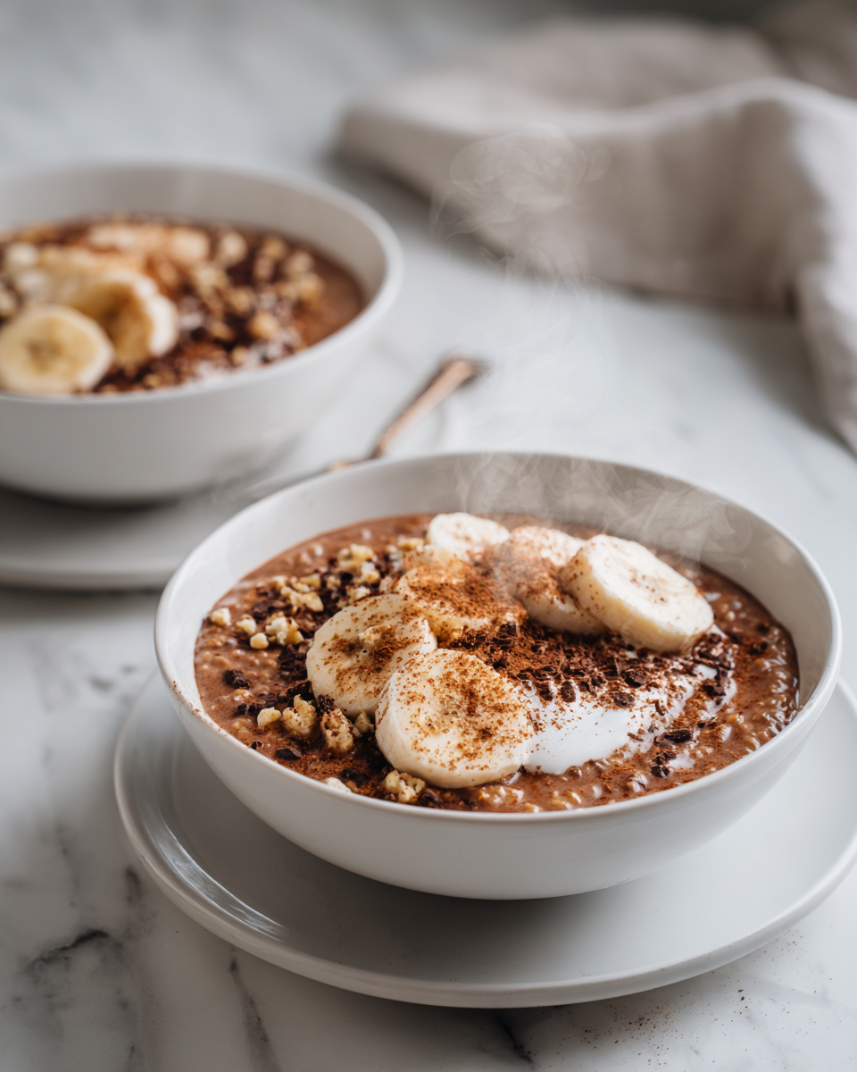 Desayuno Rápido de Avena con Chocolate Deliciosa avena de chocolate, un desayuno nutritivo y rápido, preparado en 15 minutos y perfecto para el otoño.