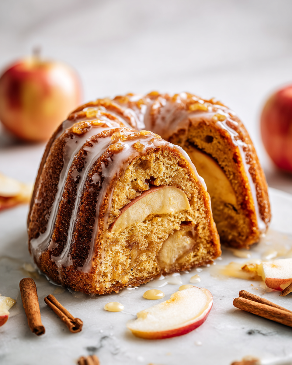 Bizcocho de manzana Bundt esponjoso y delicioso para disfrutar en otoño, ideal para compartir en reuniones familiares y celebraciones.