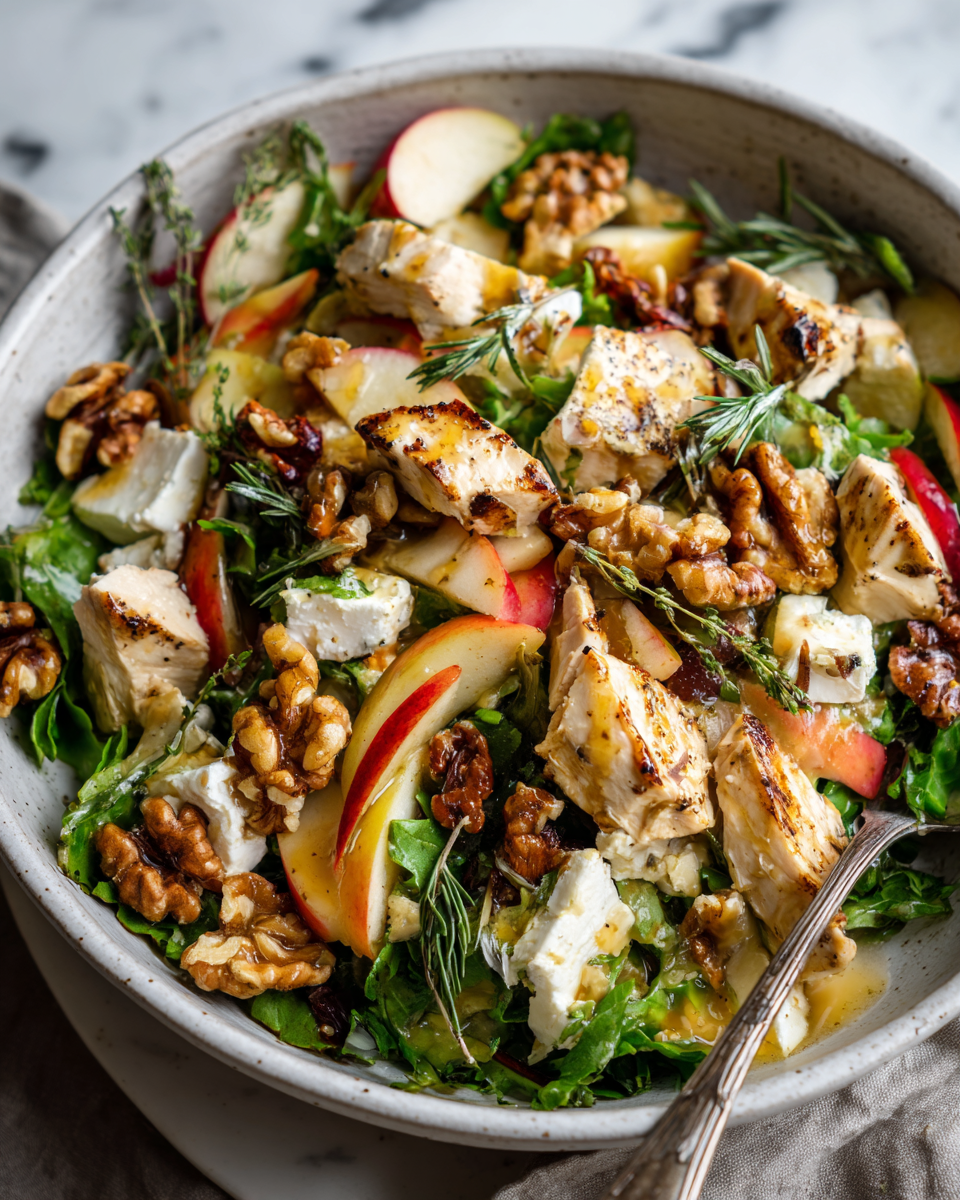 Deliciosa Ensalada de Pollo con Miel para Otoño Ensalada de Pollo con Miel: sabores dulces y salados en 30 minutos, ideal para reuniones familiares y cenas de otoño.