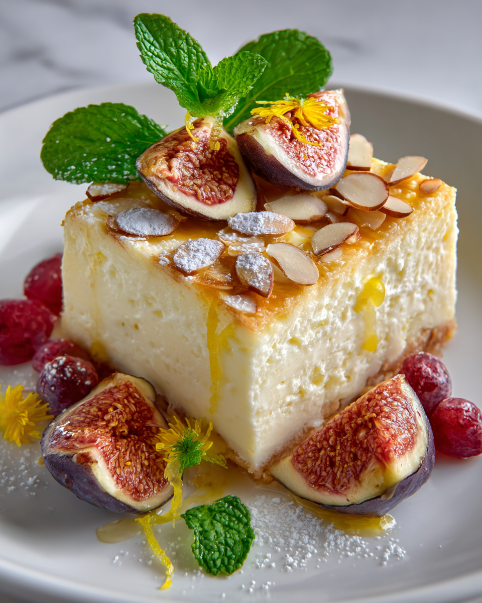 Fiadòne cheesecake corso con almendras y queso de cabra, ideal para celebraciones y postres.