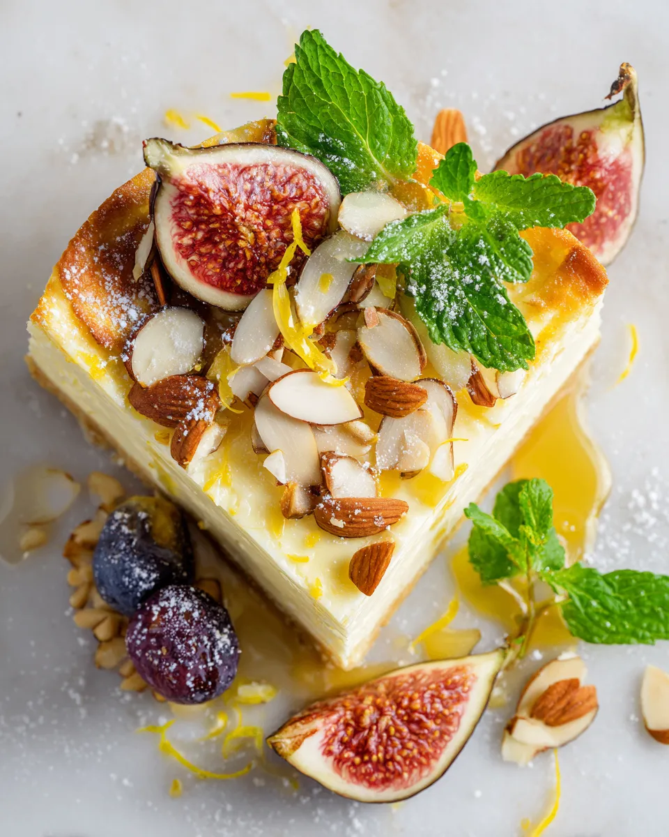 Fiadòne cheesecake corso con almendras y queso de cabra, ideal para celebraciones y postres.