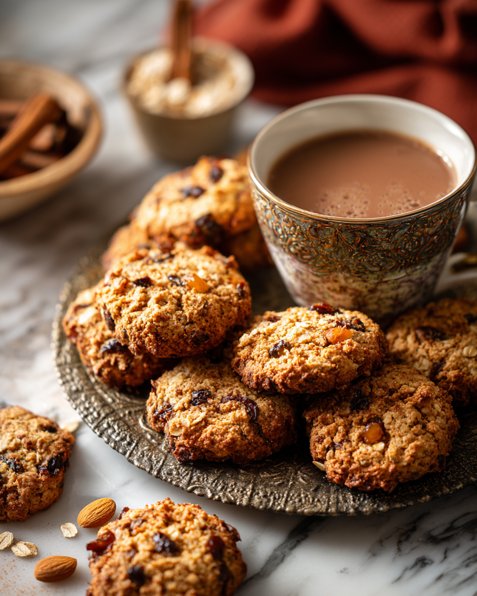 Galletas de avena y pasas recién horneadas, perfectas para compartir en otoño, sabor reconfortante en cada bocado.