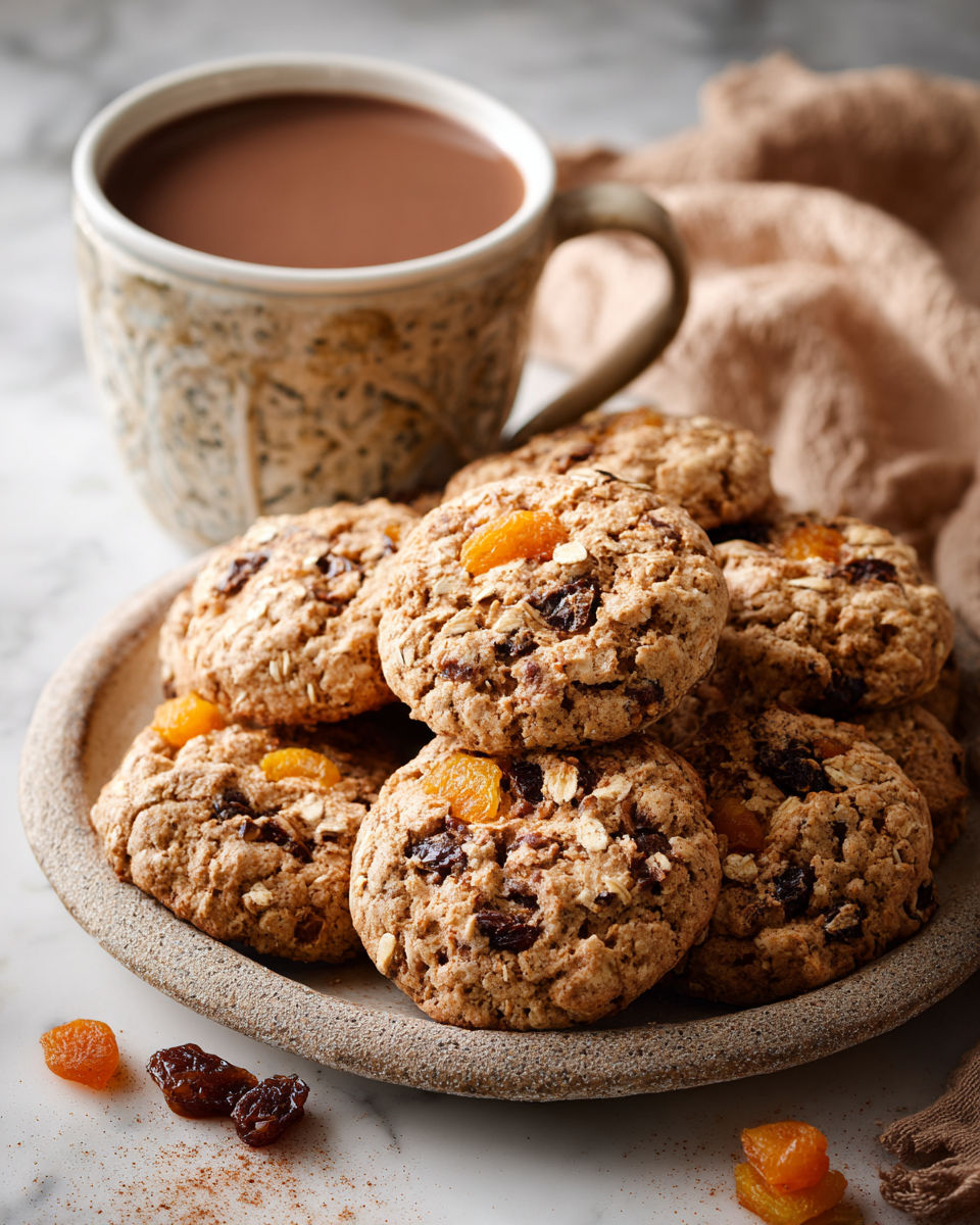 Galletas de avena y pasas recién horneadas, perfectas para compartir en otoño, sabor reconfortante en cada bocado.