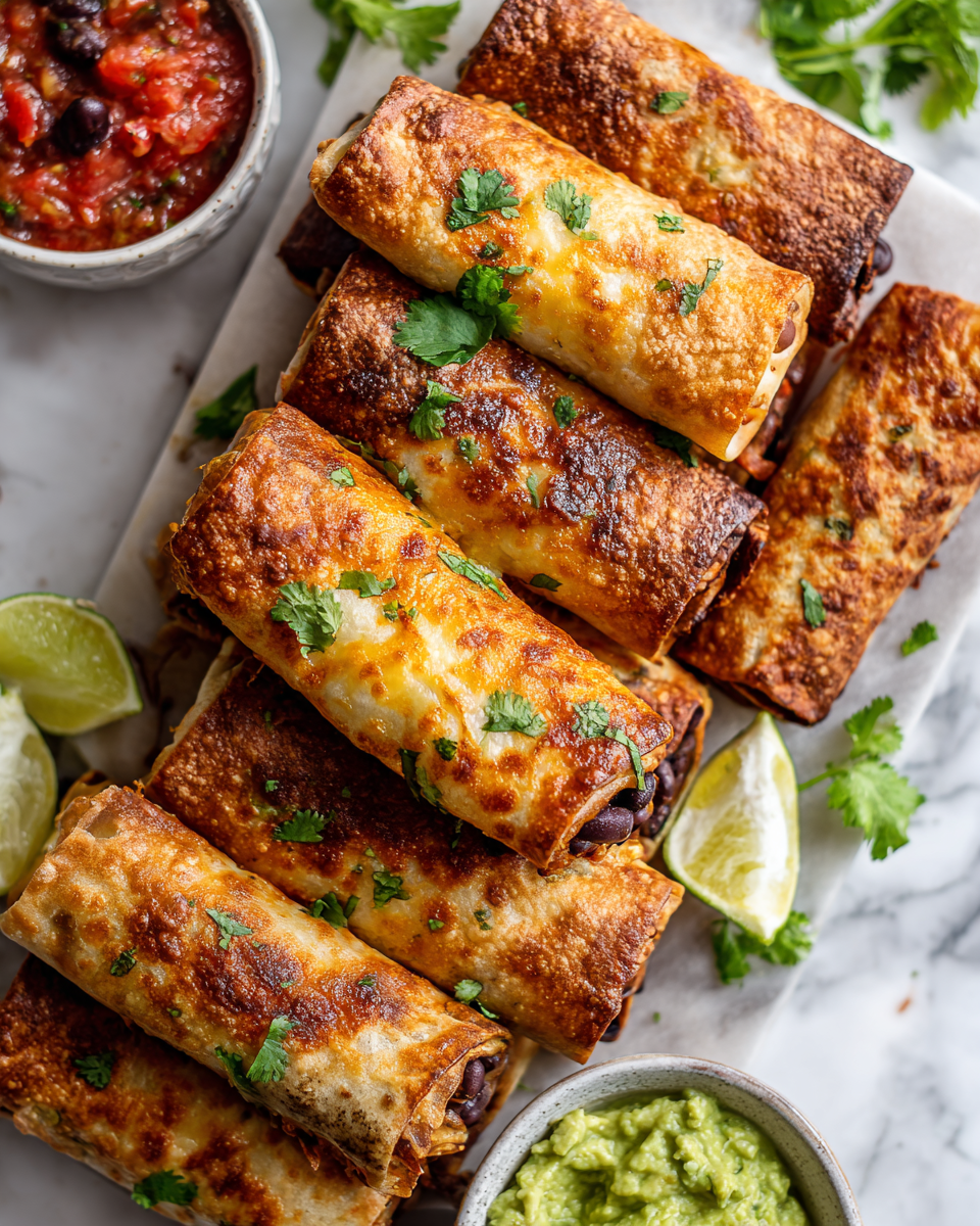 Mini chimichangas de pollo crujientes, perfectas para fiestas, fáciles de hacer y deliciosas, ideales para compartir en primavera.