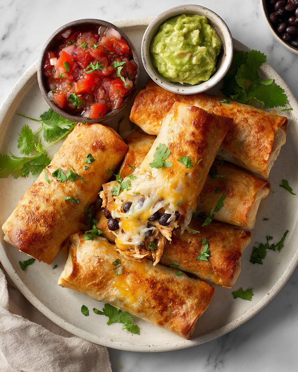 Mini chimichangas de pollo crujientes, perfectas para fiestas, fáciles de hacer y deliciosas, ideales para compartir en primavera.
