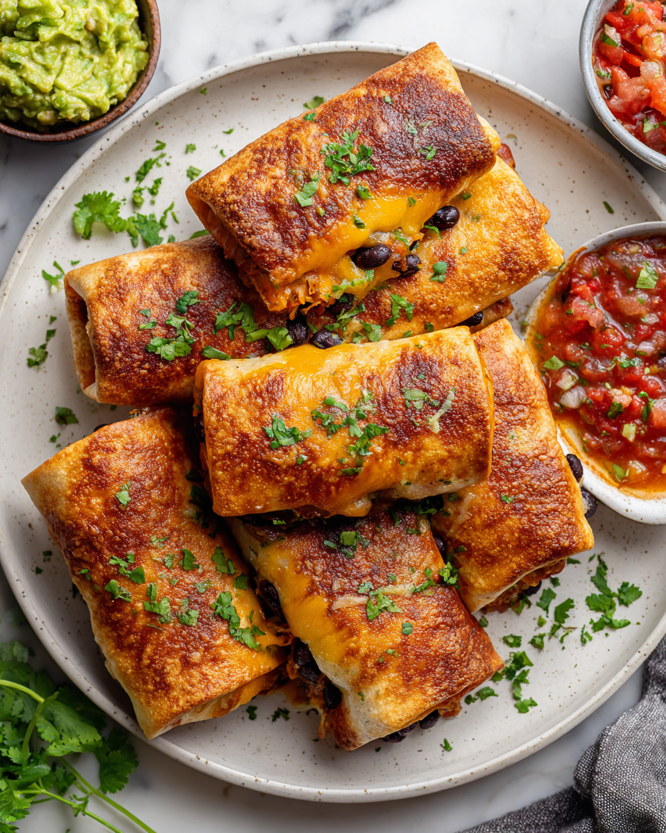 Mini chimichangas de pollo crujientes, perfectas para fiestas, fáciles de hacer y deliciosas, ideales para compartir en primavera.