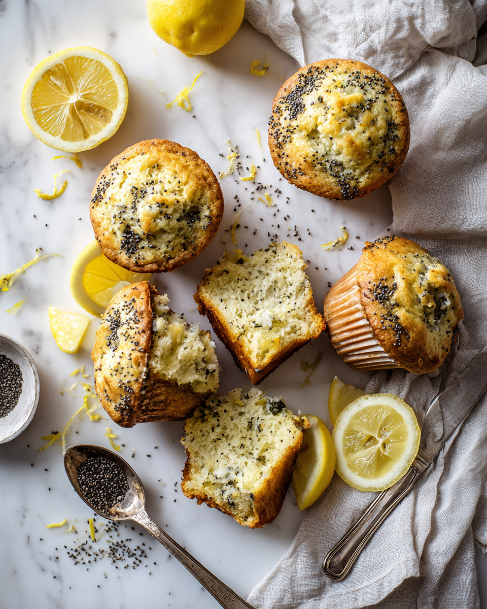 Muffins de limón y semillas de amapola esponjosos y deliciosos, perfectos para compartir en brunch.