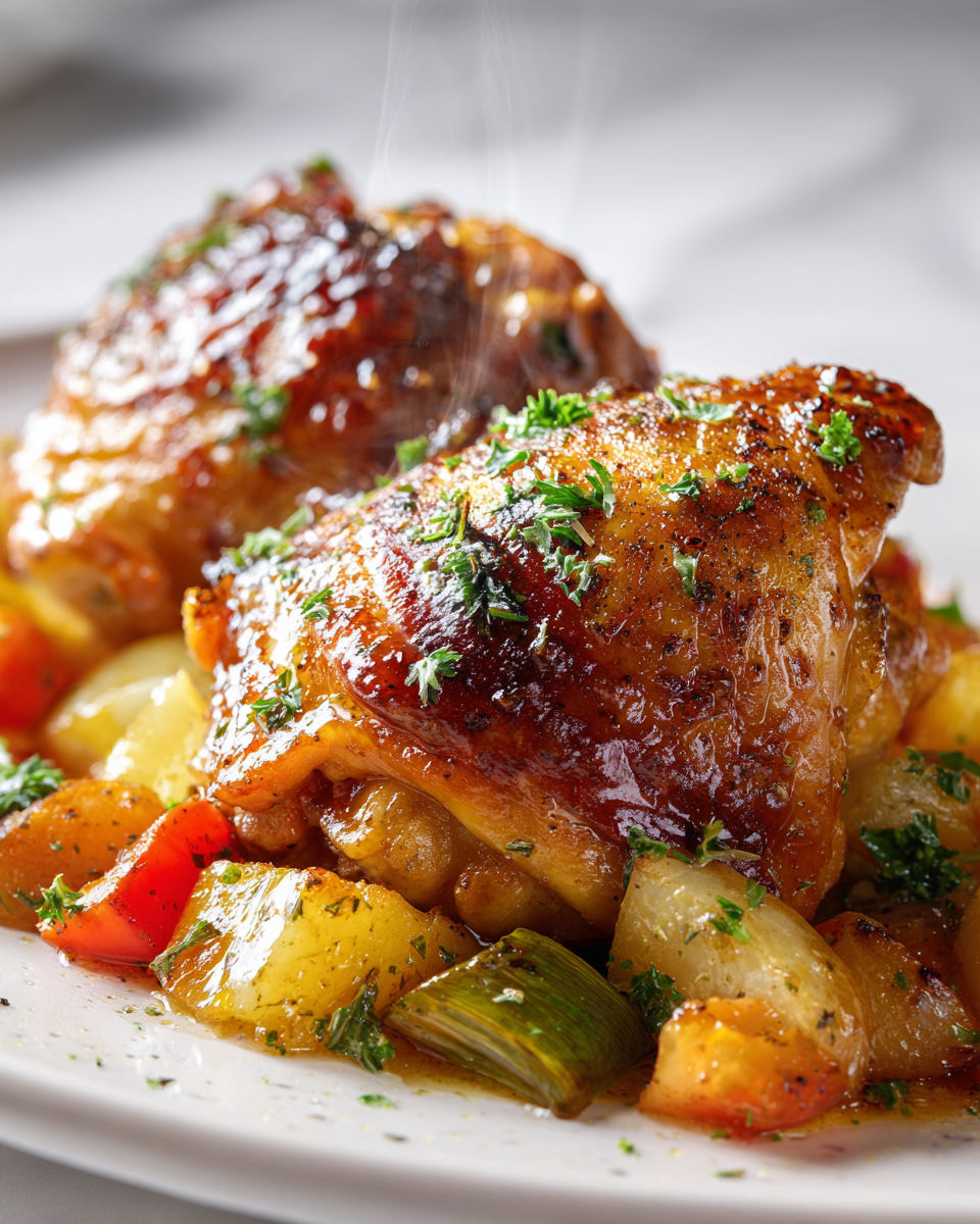 Receta fácil de muslos de pollo al horno, crujientes y jugosos, ideales para compartir en festividades