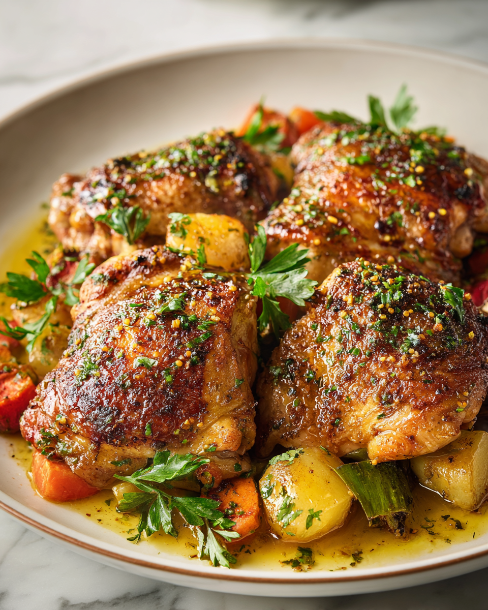 Receta fácil de muslos de pollo al horno, crujientes y jugosos, ideales para compartir en festividades