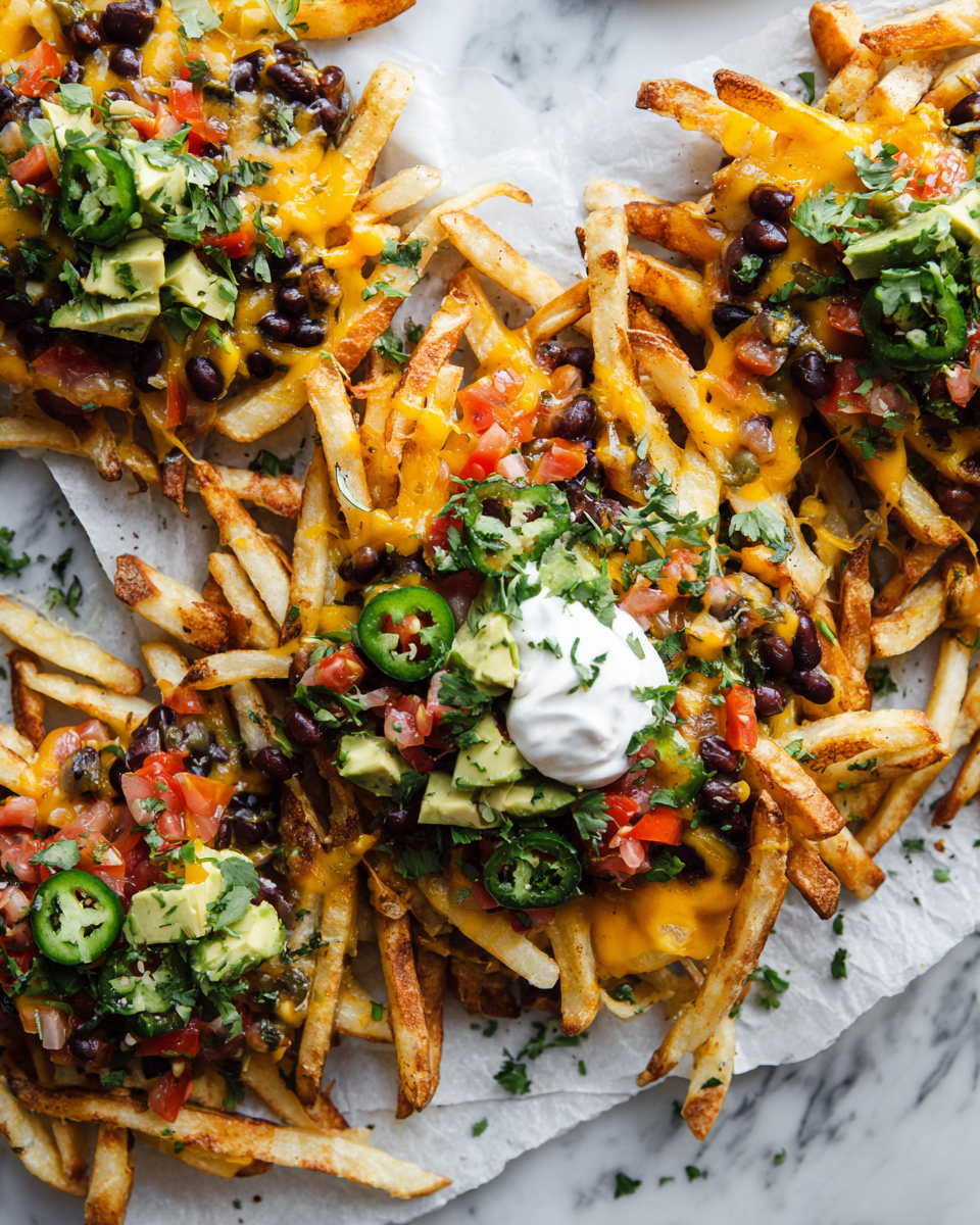 Papas fritas cargadas de nachos, perfectas para fiestas y reuniones. Receta fácil y deliciosa.