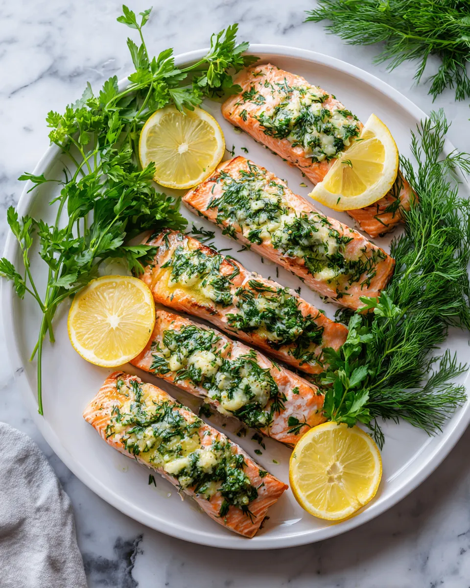 Paquetes de salmón al ajo y hierbas listos para hornear