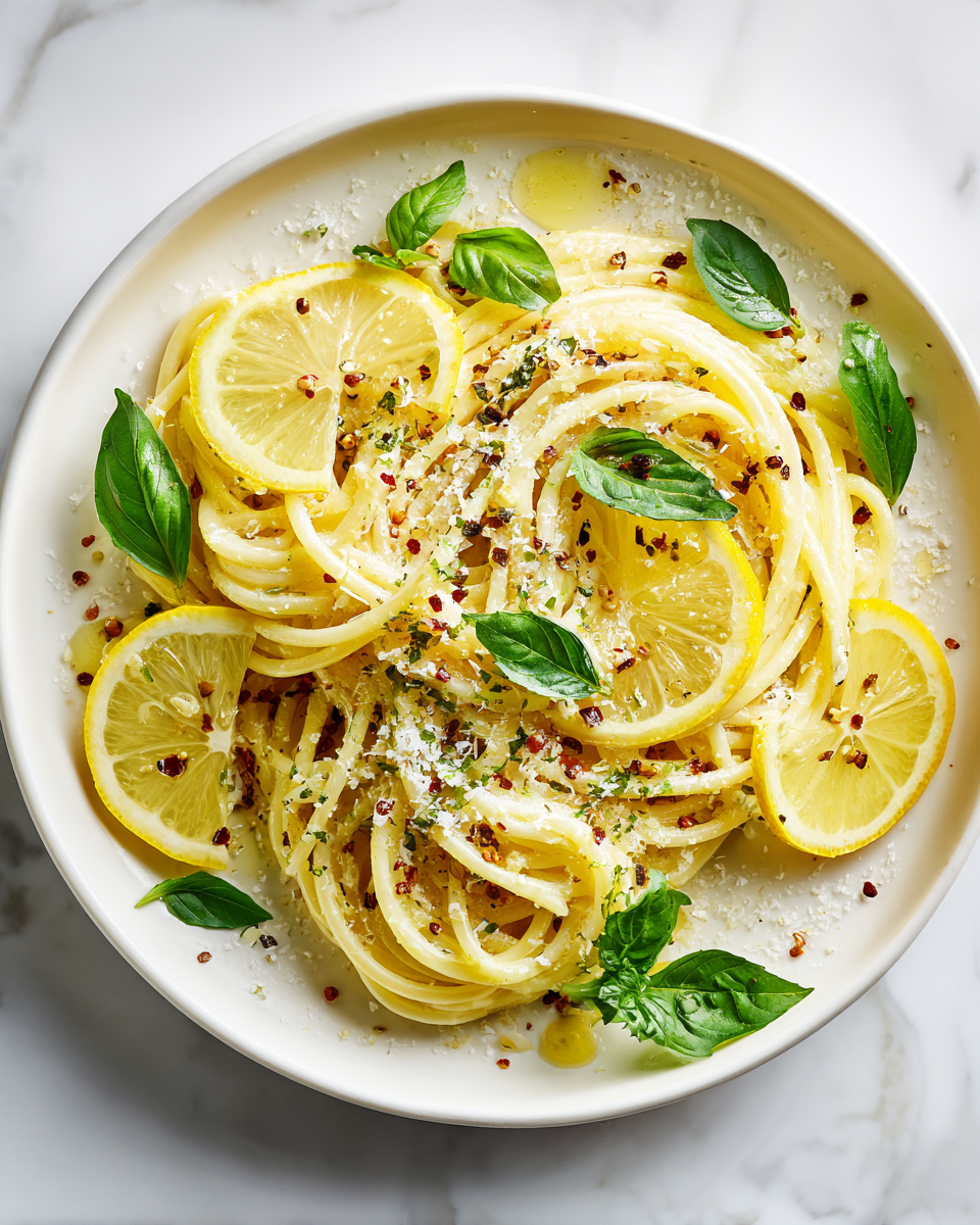Pasta al limón fresca y aromática, perfecta para disfrutar con amigos y familia en primavera.