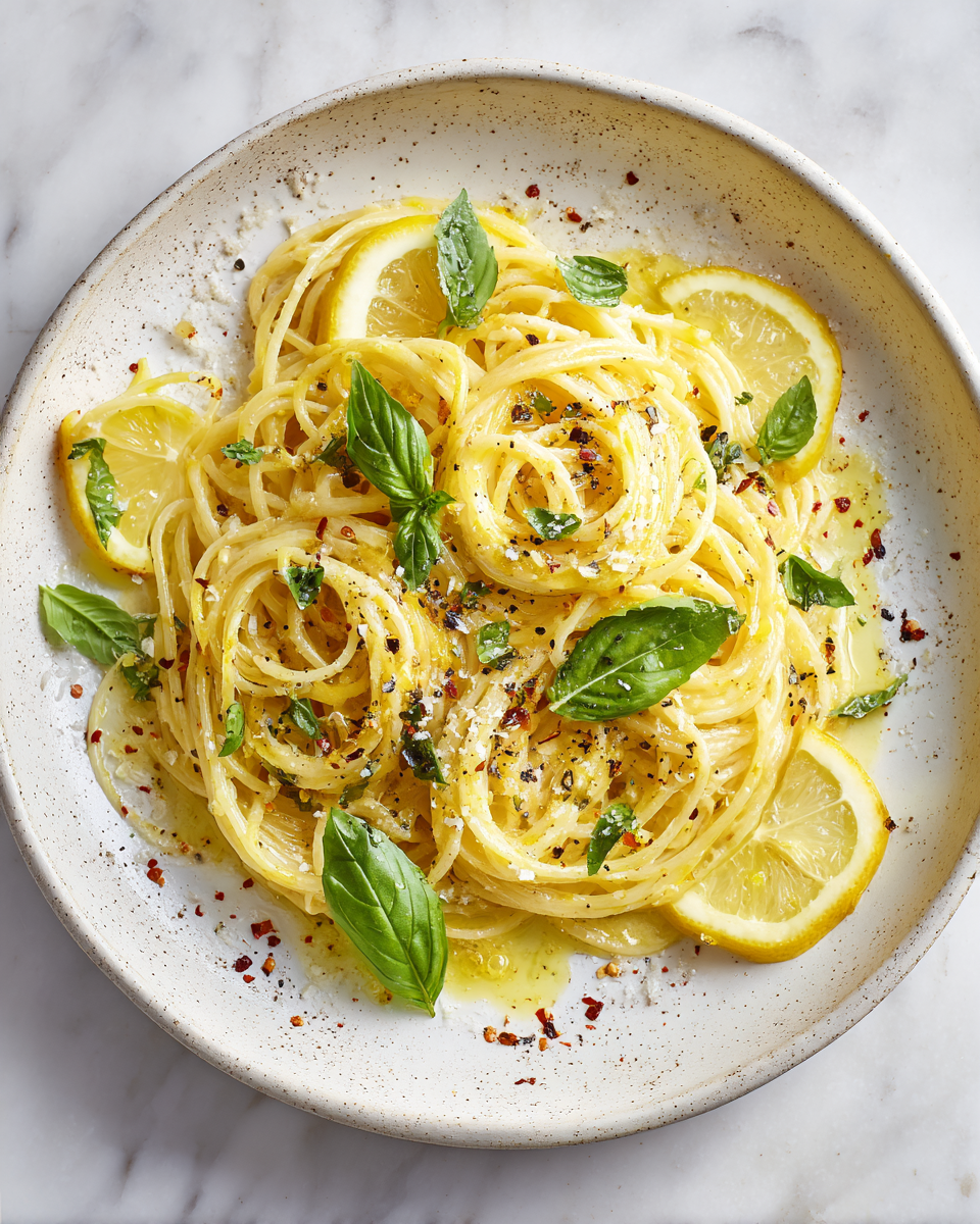 Pasta al limón fresca y aromática, perfecta para disfrutar con amigos y familia en primavera.