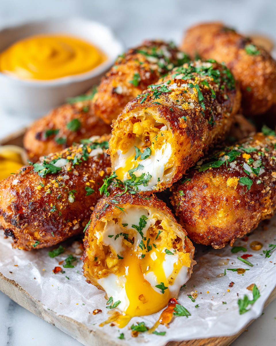 Perritos calientes coreanos al estilo español fritos, crujientes y rellenos de queso, perfectos para fiestas y celebraciones.