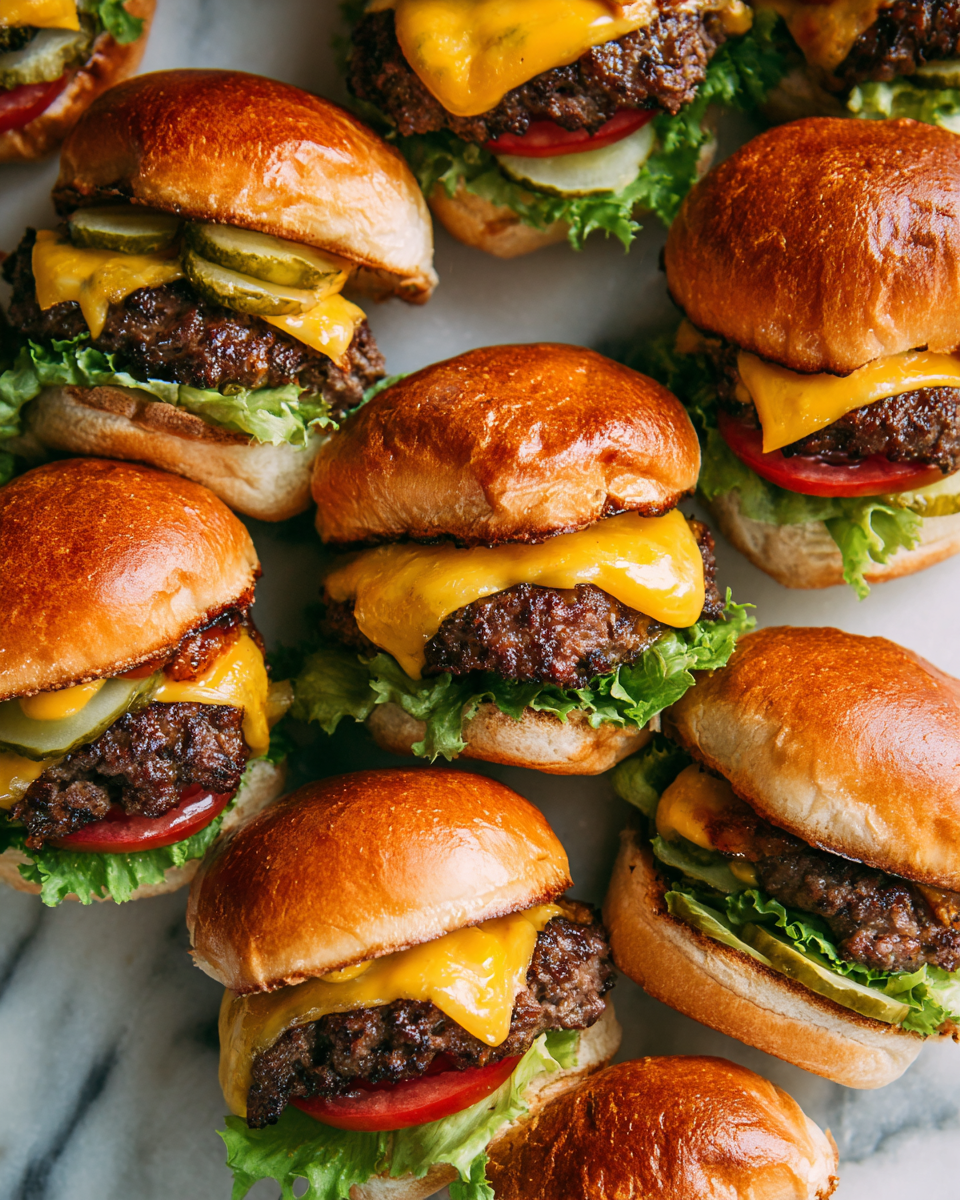 Sliders de hamburguesa a la parrilla ideales para reuniones familiares y eventos primaverales, fáciles y sabrosos.