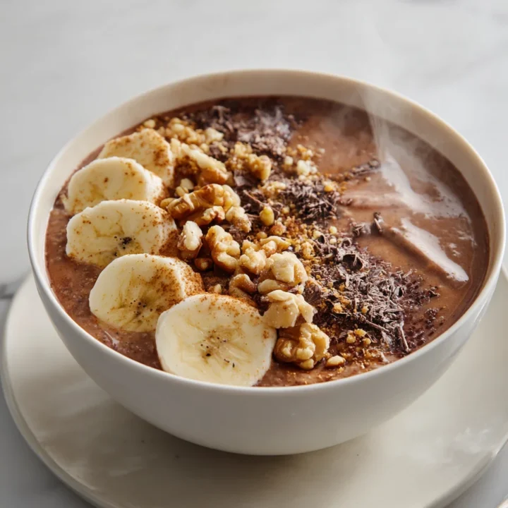 Deliciosa avena de chocolate, un desayuno nutritivo y rápido, preparado en 15 minutos y perfecto para el otoño.