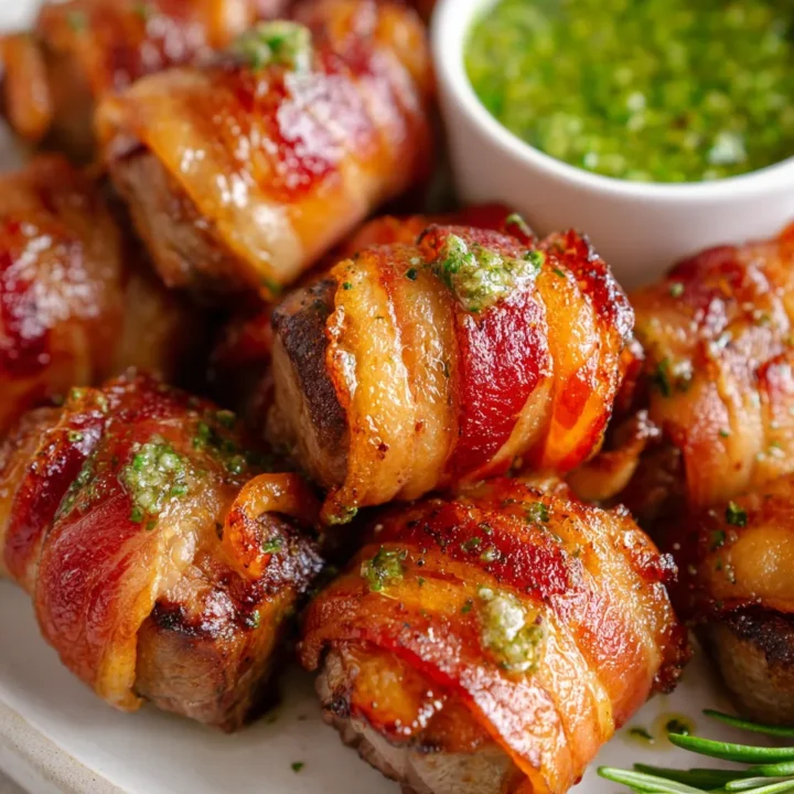 Bacon Steak Wraps jugosos y crujientes, ideales para compartir con amigos y familiares, perfectos para reuniones festivas.