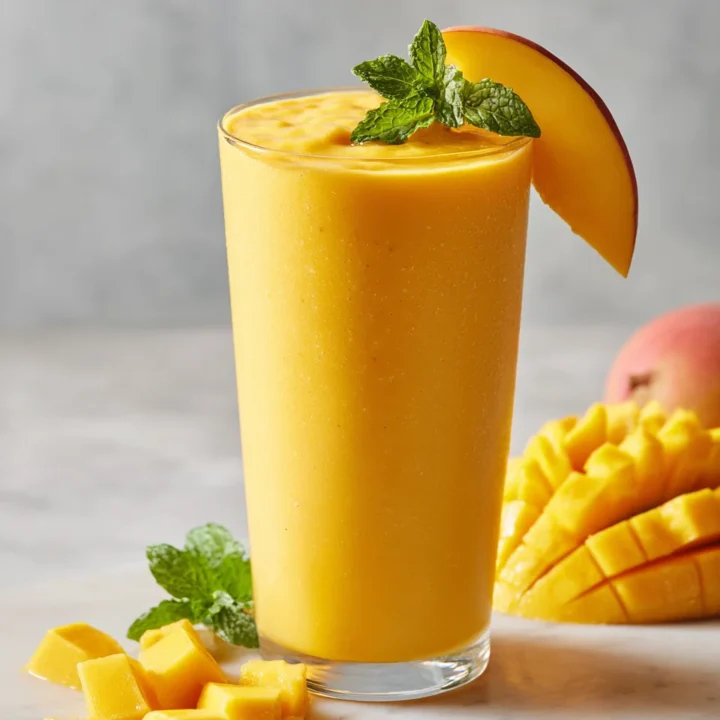 Batido cremoso de mango fresco y saludable, ideal para el verano