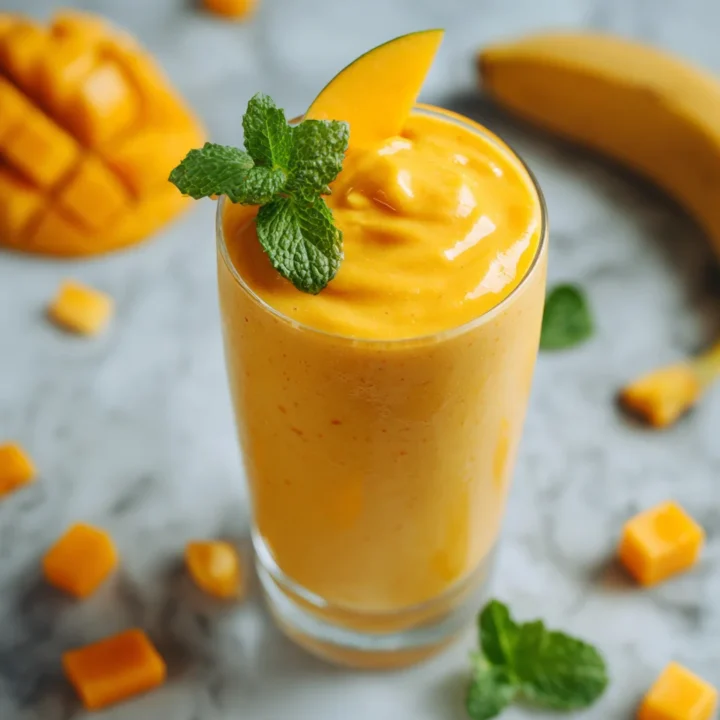 Batido cremoso de mango fresco y saludable, ideal para el verano