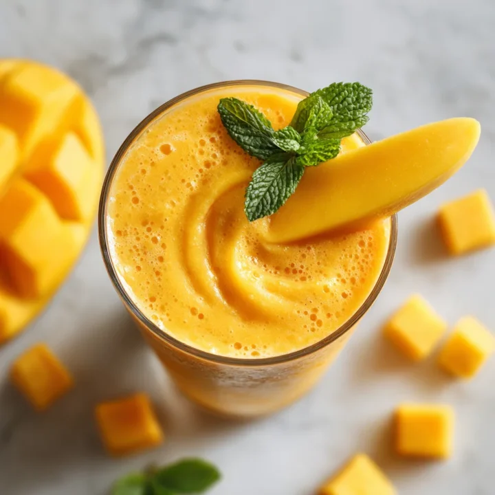 Batido cremoso de mango fresco y saludable, ideal para el verano