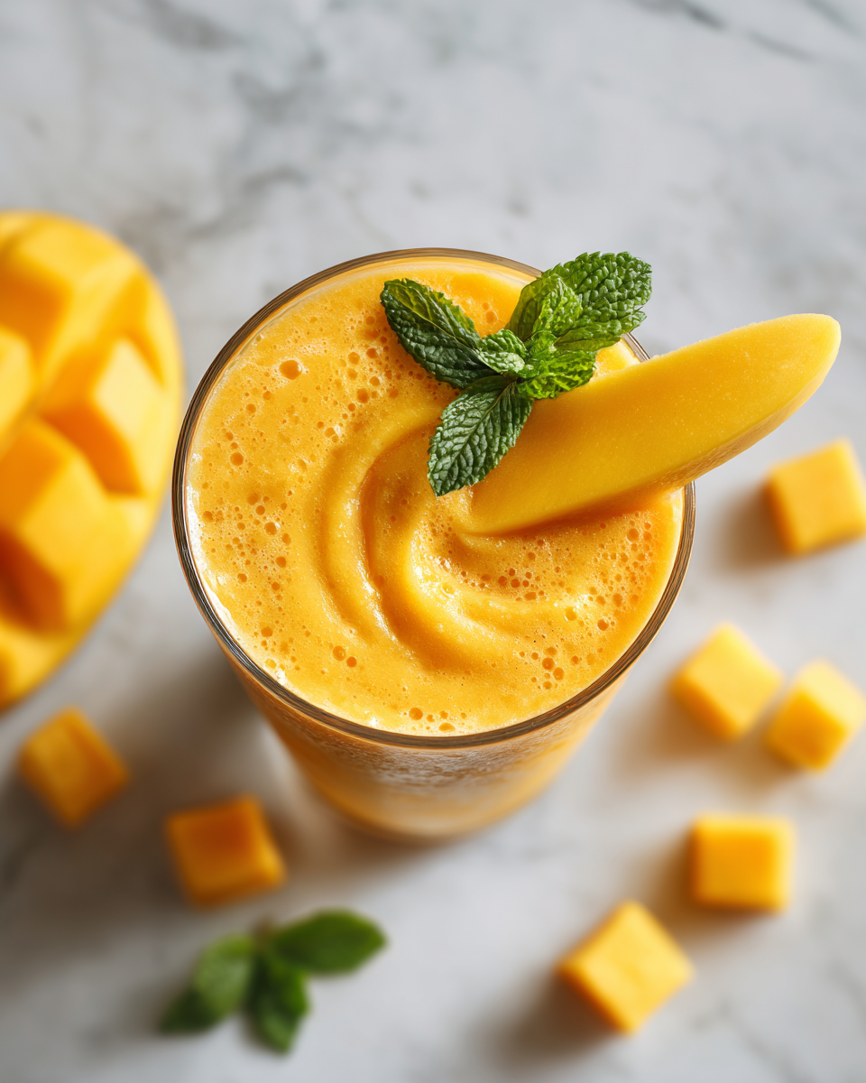 Batido cremoso de mango fresco y saludable, ideal para el verano