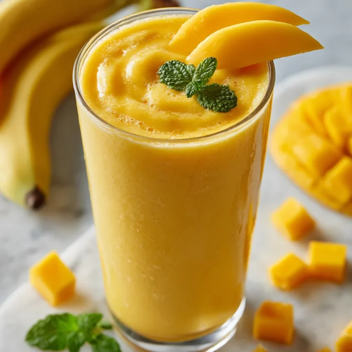 Batido cremoso de mango fresco y saludable, ideal para el verano