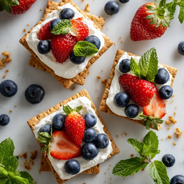 Bocados Rojos, Blancos y Azules frescos y coloridos, ideales para el verano.