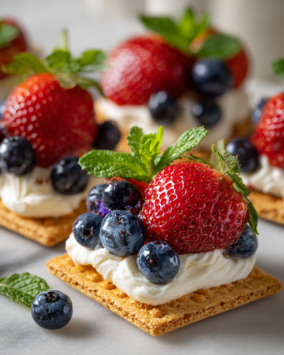 Bocados Rojos, Blancos y Azules frescos y coloridos, ideales para el verano.