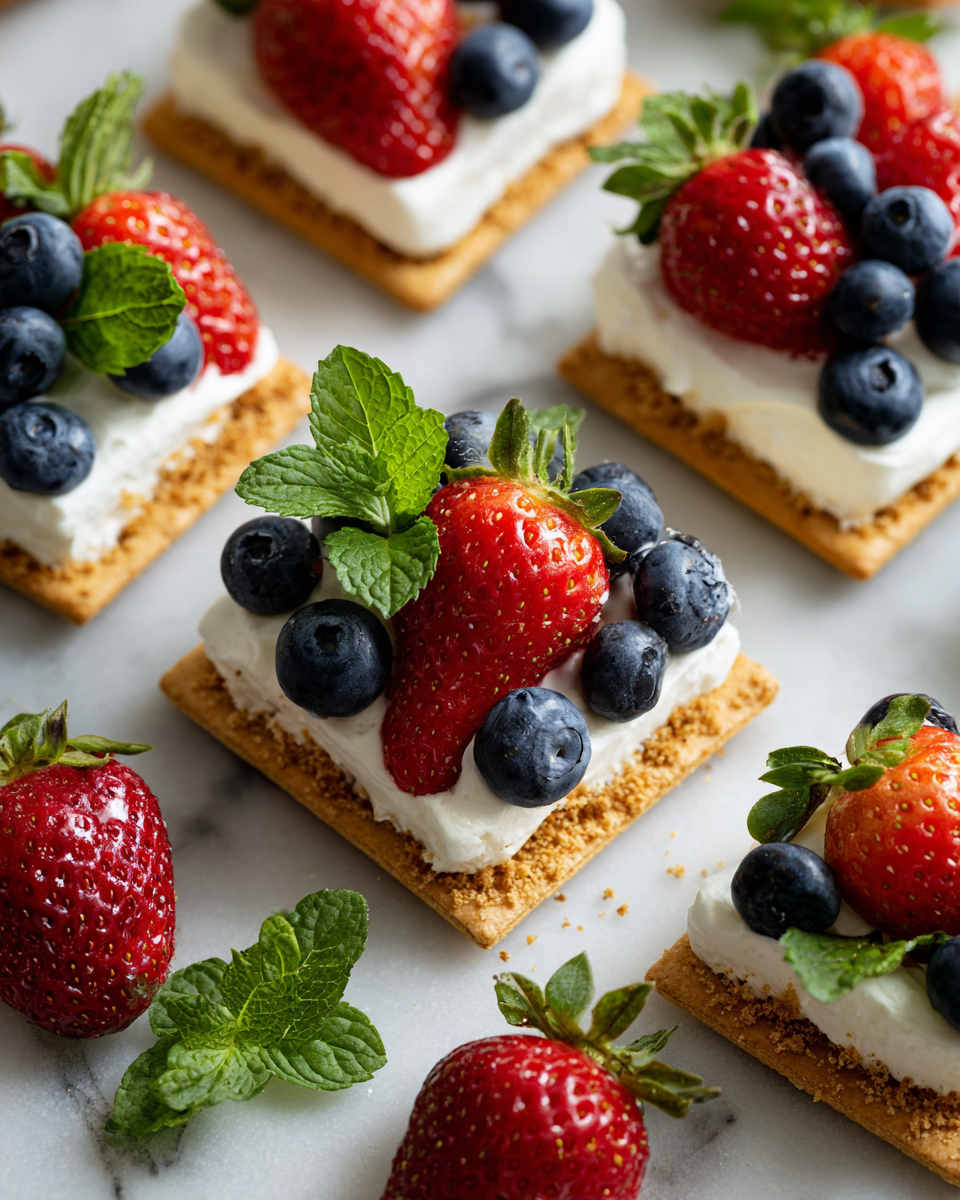 Bocados Rojos, Blancos y Azules frescos y coloridos, ideales para el verano.