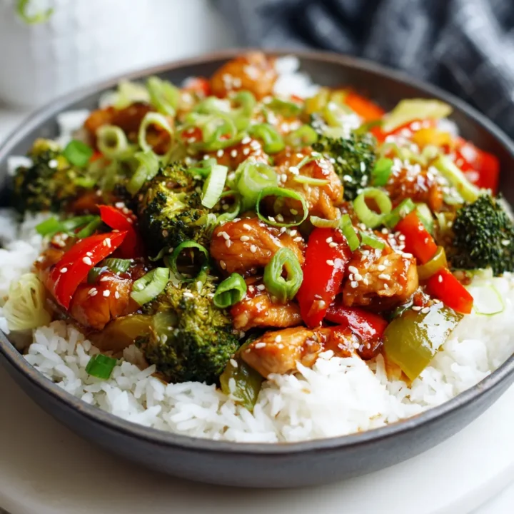 Bowl de pollo teriyaki con arroz, fácil y rápido de hacer, ideal para cenas familiares, lleno de sabor y color, perfecto para el otoño.