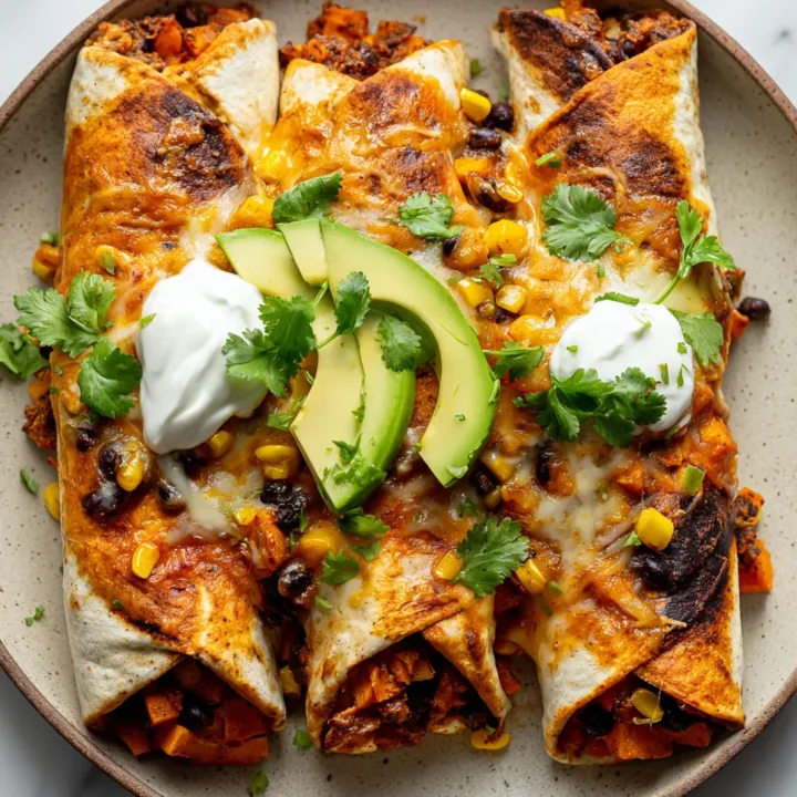 Deliciosos Burritos de Batata para el Otoño Burritos de batata rellenos, perfectos para el otoño, con colores vibrantes y sabores reconfortantes, ideales para compartir.