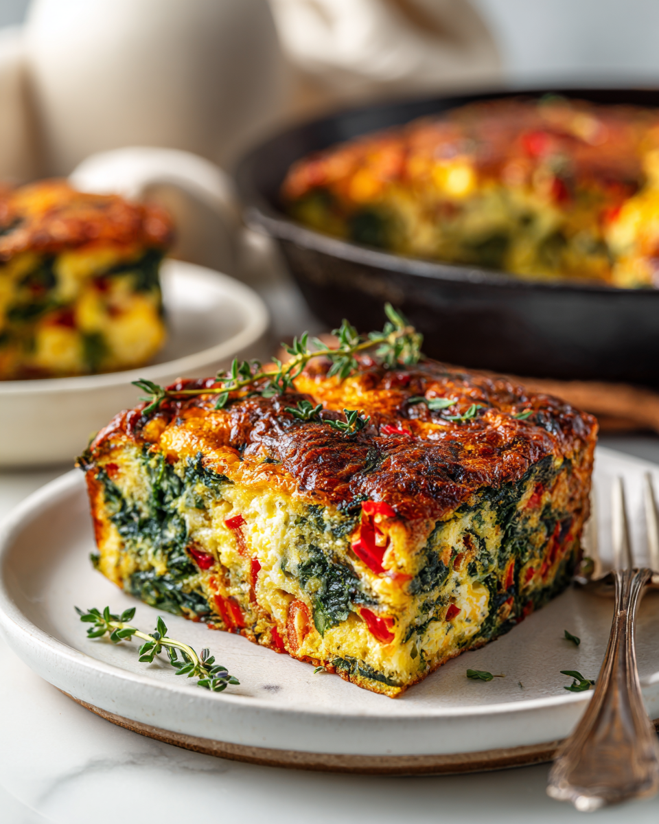 Cazuela de huevo salada con verduras y quesos, ideal para brunch familiar en otoño