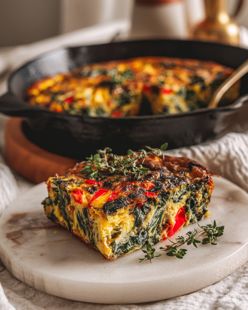 Cazuela de huevo salada con verduras y quesos, ideal para brunch familiar en otoño