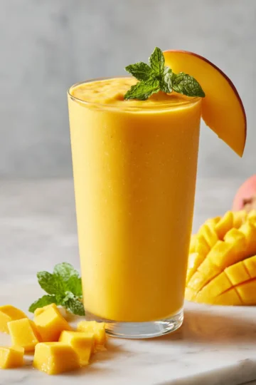 Batido cremoso de mango fresco y saludable, ideal para el verano