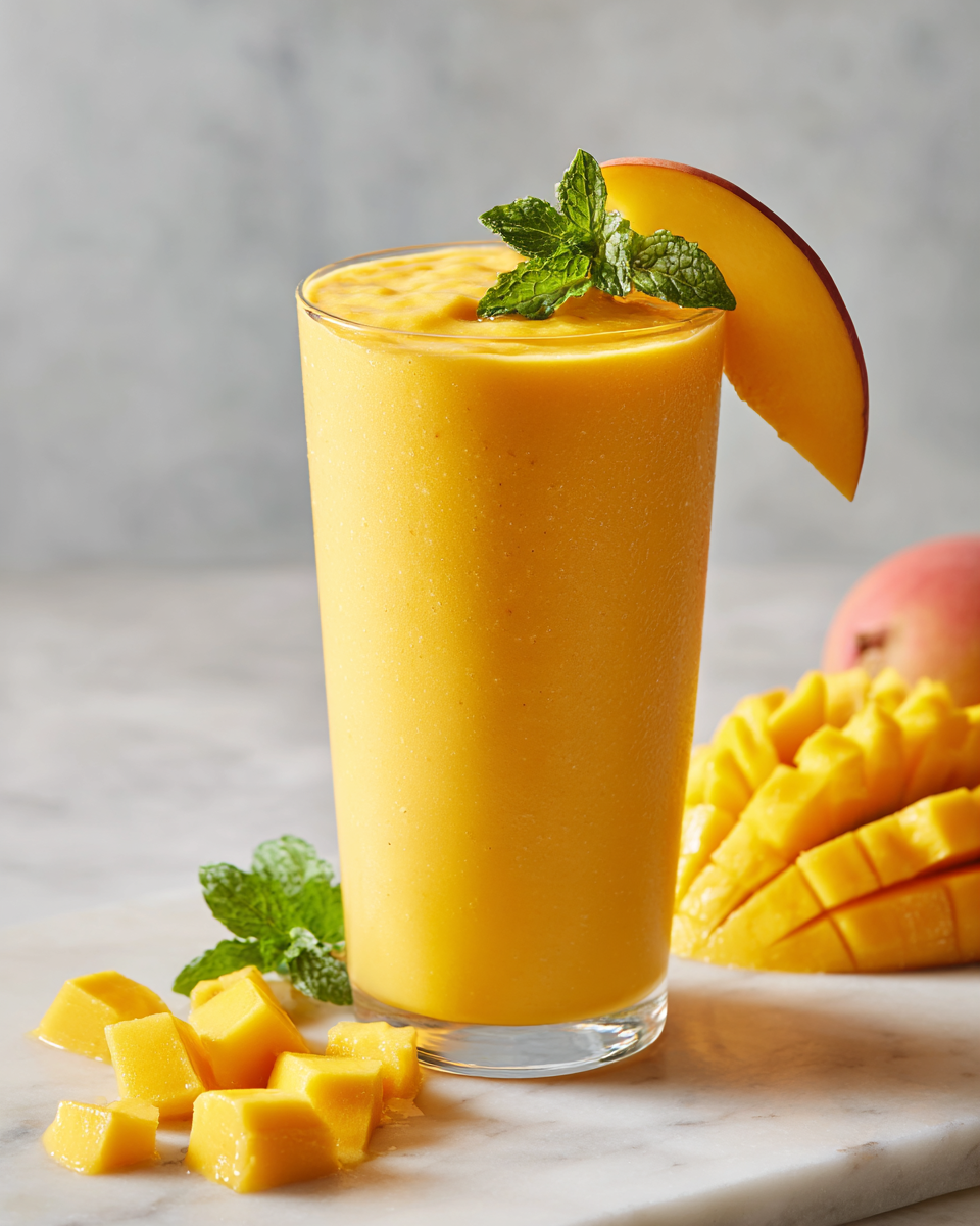 Batido cremoso de mango fresco y saludable, ideal para el verano