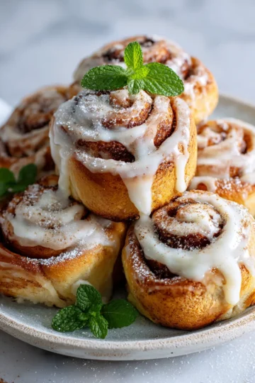 Deliciosos rollos de canela Cinnabon recién horneados, perfectos para compartir en navidad