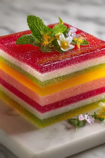Gelatina de Cristales colorida y refrescante, perfecta para postres celebrativos, fácil de hacer y deliciosa.