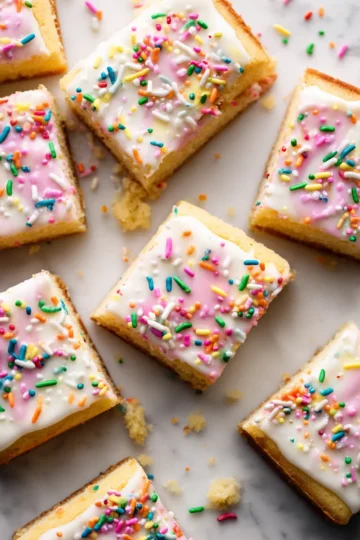 Barras de galleta de azúcar suaves y glaseadas, perfectas para compartir en celebraciones y festividades.