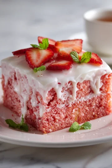 Tarta de fresa fresca decorada con fresas y glaseado, ideal para celebraciones primaverales