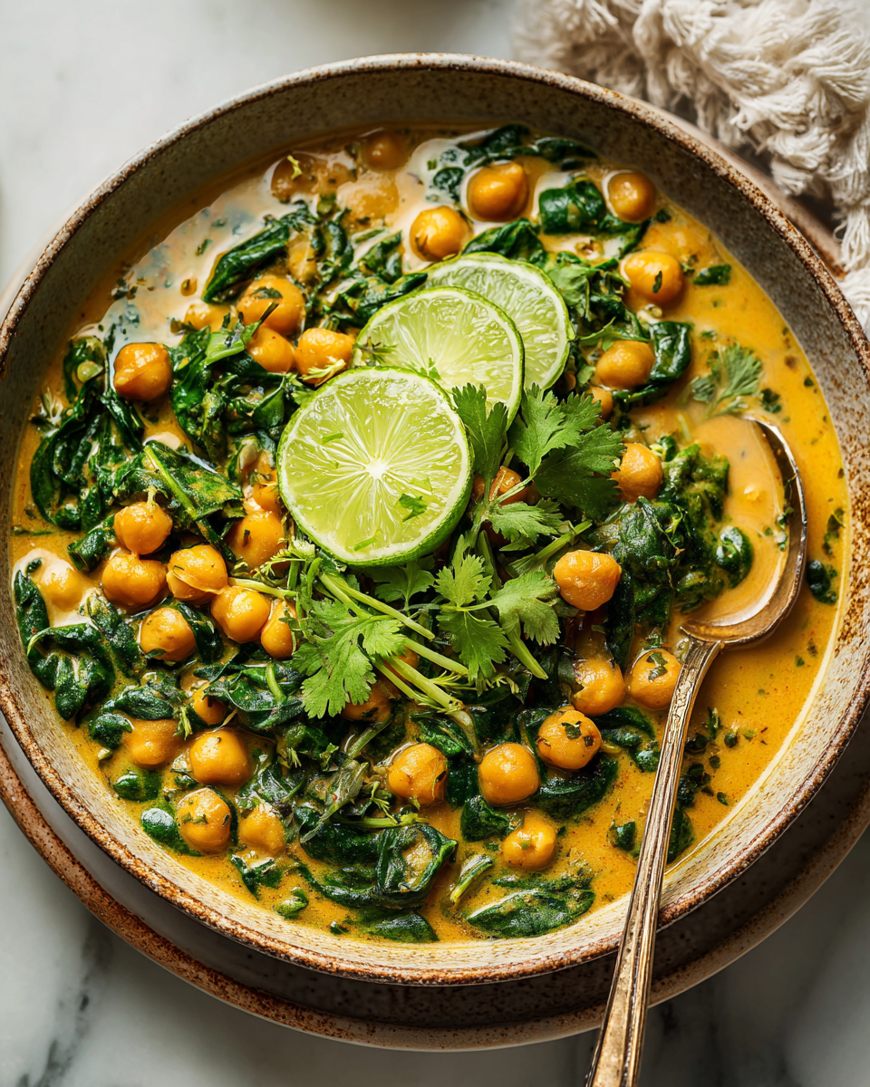 Disfruta un Delicioso Curry de Garbanzos y Espinacas en 30 Minutos Receta de curry de garbanzos y espinacas, un plato nutritivo y fácil de hacer en 30 minutos.
