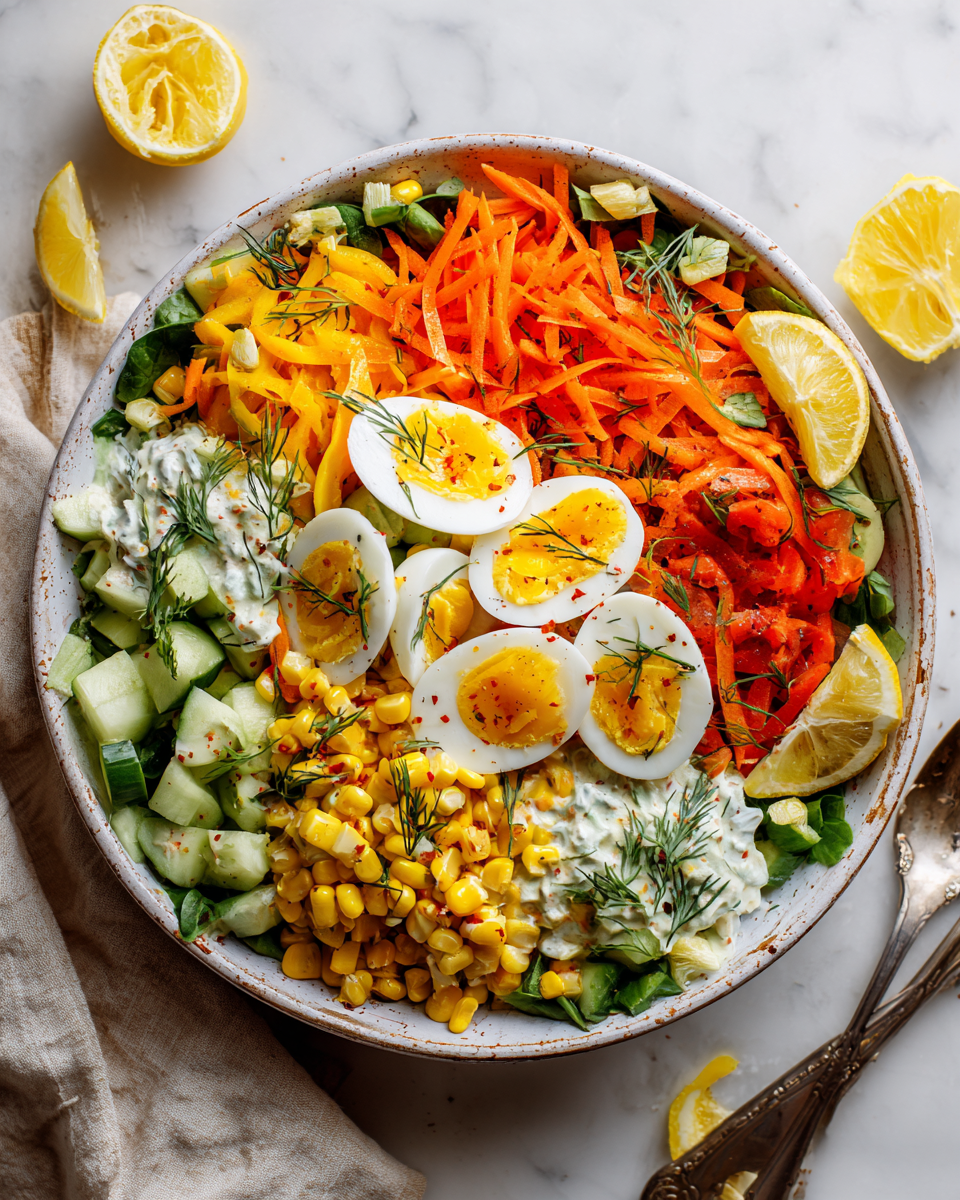 La Ensalada Nigeriana Perfecta para Celebraciones Ensalada nigeriana fresca con vegetales coloridos y mayonesa cremosa