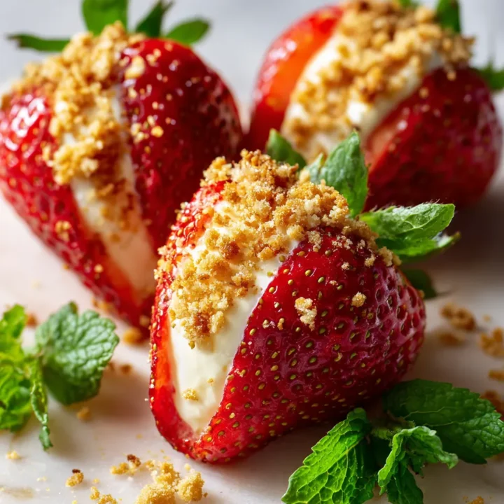 Fresas rellenas de crema de queso, un postre delicioso y visualmente atractivo, ideal para reuniones familiares y celebraciones festivas.