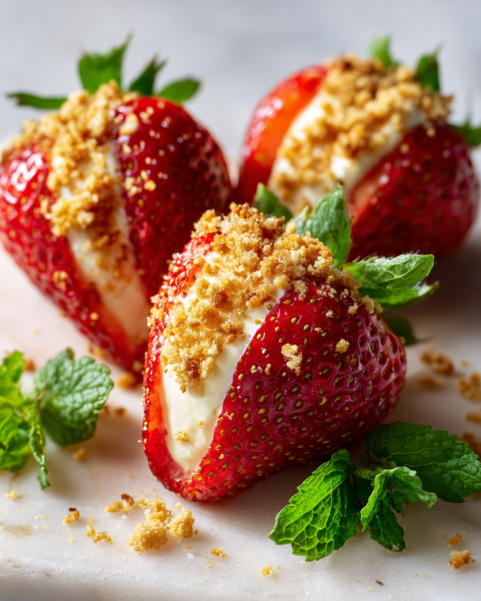 Fresas rellenas de crema de queso, un postre delicioso y visualmente atractivo, ideal para reuniones familiares y celebraciones festivas.