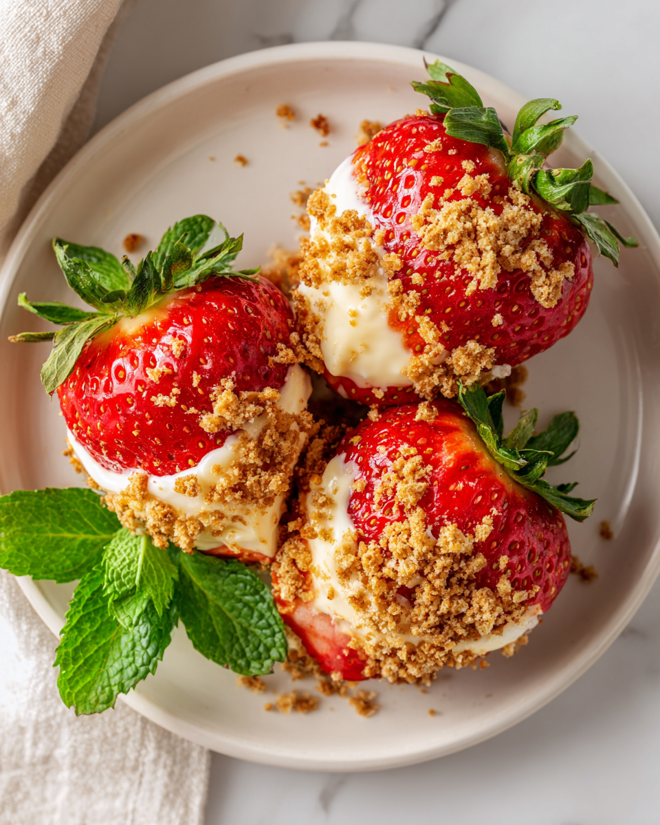 Fresas rellenas de crema de queso, un postre delicioso y visualmente atractivo, ideal para reuniones familiares y celebraciones festivas.