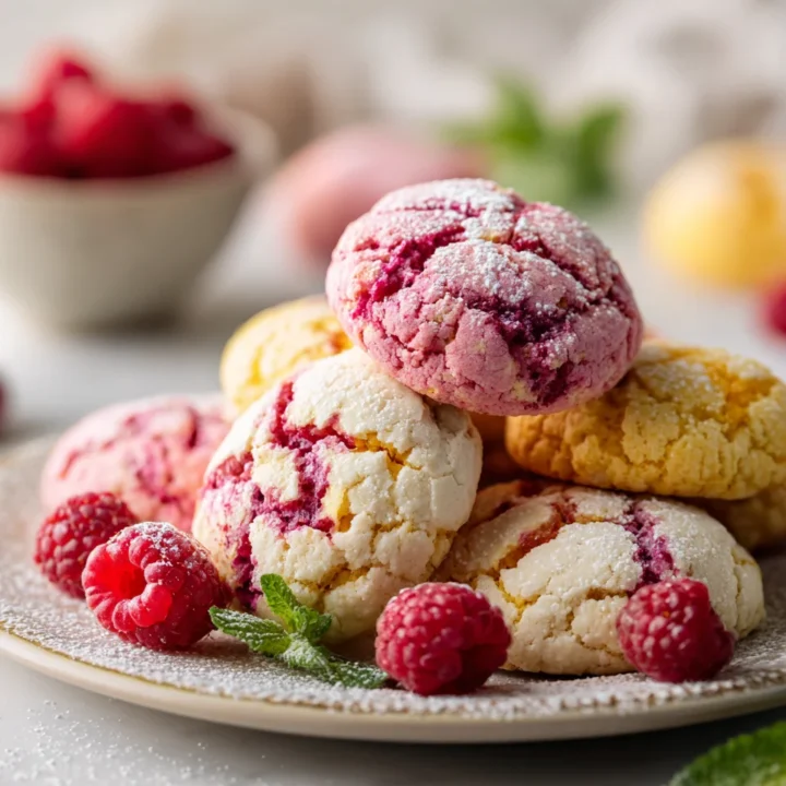 Deliciosas galletas de limón y frambuesa, perfectas para cualquier ocasión con una explosión de frescura y sabor.