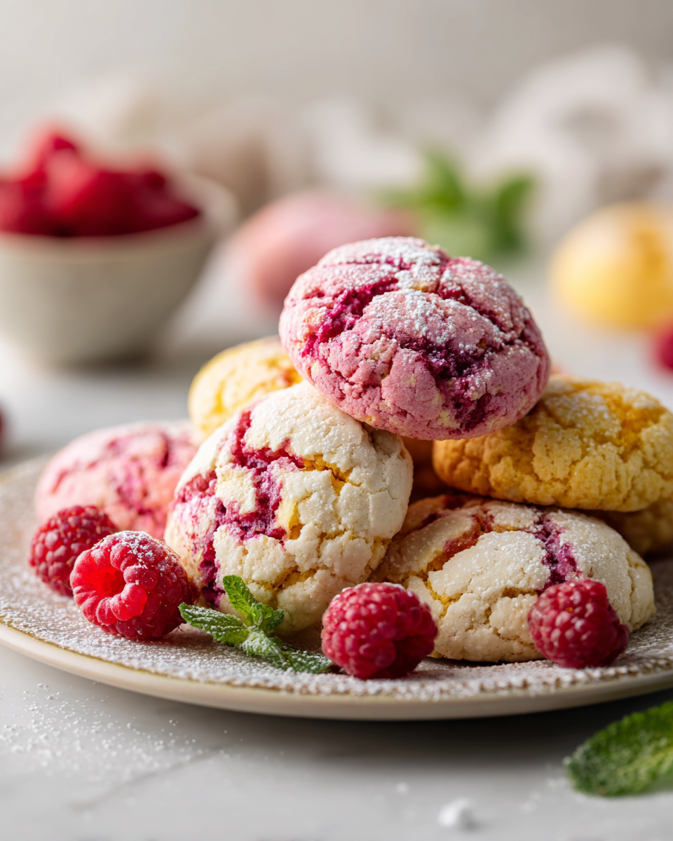 Deliciosas galletas de limón y frambuesa, perfectas para cualquier ocasión con una explosión de frescura y sabor.