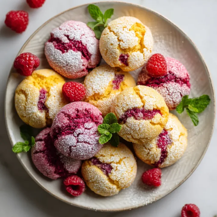 Deliciosas galletas de limón y frambuesa, perfectas para cualquier ocasión con una explosión de frescura y sabor.