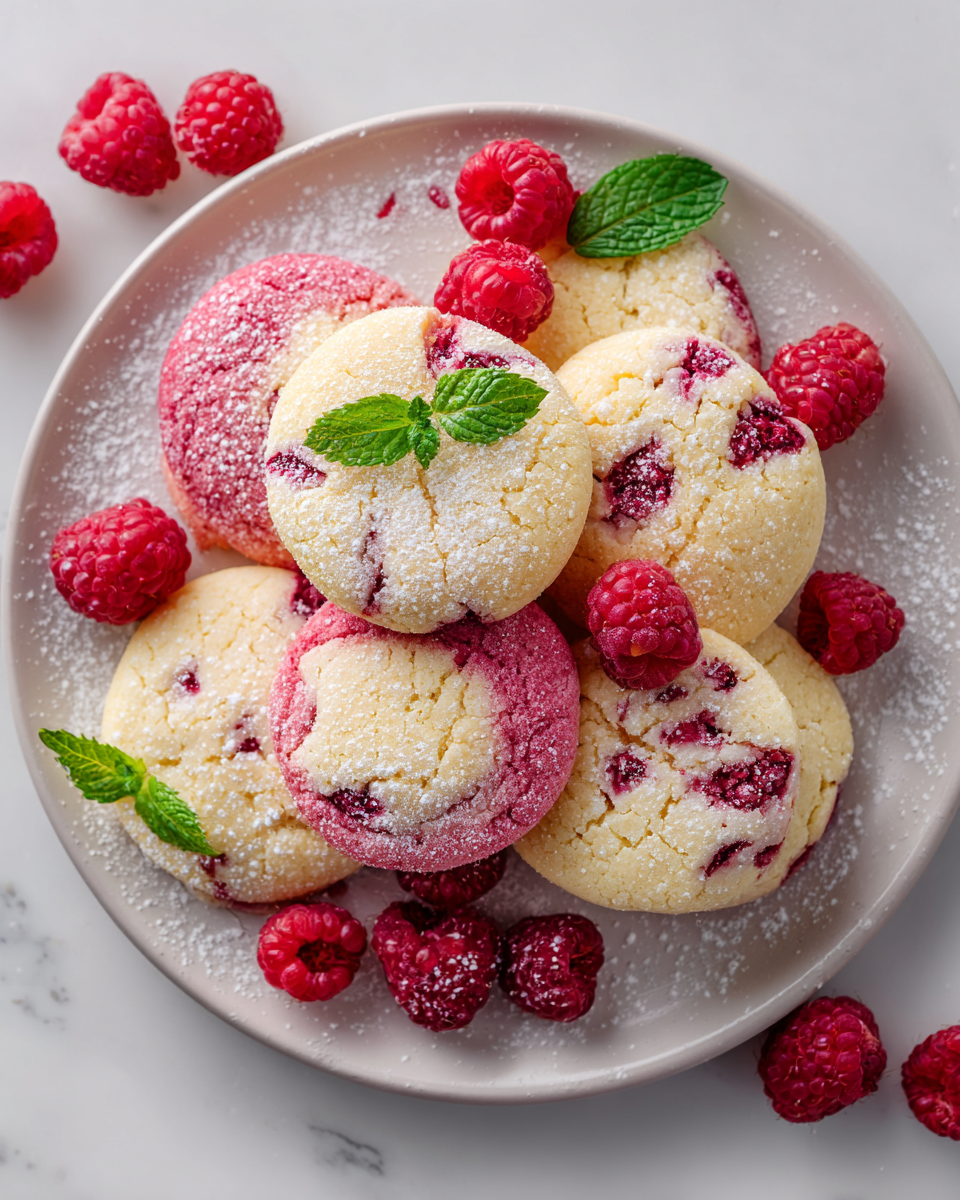 Deliciosas galletas de limón y frambuesa, perfectas para cualquier ocasión con una explosión de frescura y sabor.